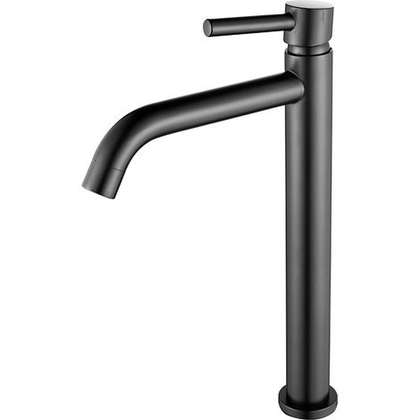 Grifo para lavabo de baño, acero inoxidable 304, caño cuadrado alto, negro mate. (1/5)