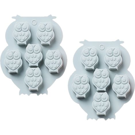 Moule En Silicone - Moule À Chocolat Et À Glaçons Forme De Chouette - 12,7 x 10,7 x 1,7 cm - 2 Pièces (1/5)