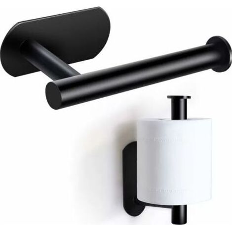 Toilettenpapierhalter, selbstklebender Toilettenpapierhalter, Toilettenpapierhalter aus Edelstahl, Wandrollenhalter, Taschentuchhalter für Bad, Küche, Wohnzimmer, 16 cm, Schwarz (1/5)