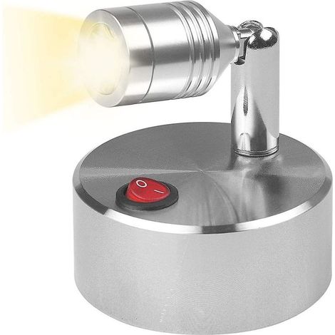 Wireless LED Spotlight, Battery Operated LED Wall Light, Warm White Light, Cabinet with Rotating Lights, Head Cabinet, Counter Lighting (Metal) [C Energy (1/5)