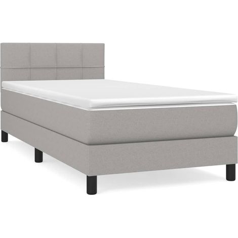 Maison Exclusive - Cama box spring con colchón tela gris claro 10