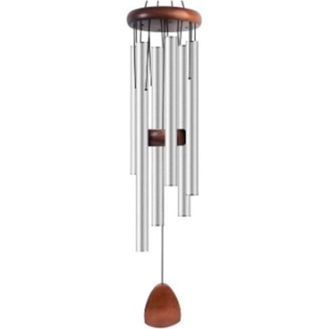 Carillon à Vent - Argent - Grand Ton Profond - Décoration Jardin - Résistant aux Intempéries - Apaisant (1/4)