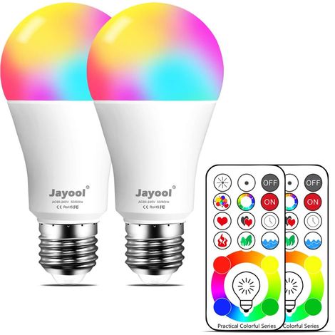 10W E27 120 Couleurs LED RGBW Ampoule Changement de Couleur Télécommande, Timing et Dimmable RGB+lumière du Jour Blanc(6500K) Edison Screw (Lot de 2) (1/5)