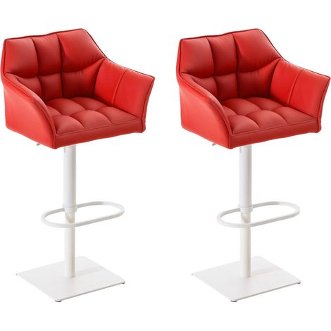 Lot de 2 tabourets de bar Damaso similicuir Rouge Blanc (1/5)
