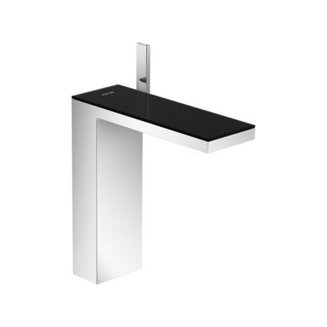 mitigeur lavabo 230, bonde push-open chromée/verre noir