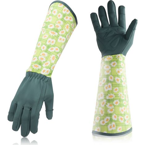 Gants de jardinage longs pour femmes, protection des coudes et des avant-bras, gants de taille anti-épines avec protection extra-longue des avant-bras. (1/5)