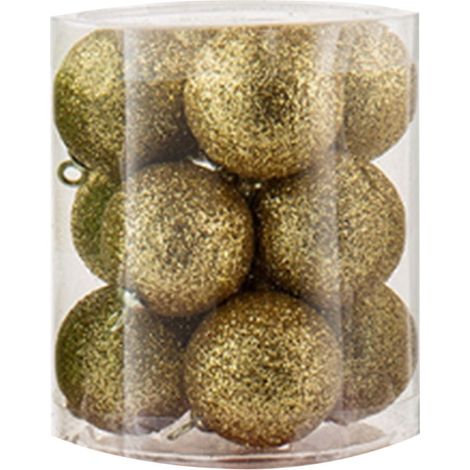 Boule De Noel - En Plastique Brillant - 4 cm - Or - Pour Arbre De Noel Et Décoration Festive - Lot De 12 (1/5)