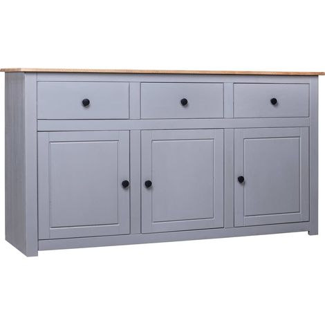 Credenza cassettiera cassettiera mobile contenitore organizer cucina soggiorno soggiorno 135 x 40 x 80 cm Pino massiccio Assortimento Panama grigio 020031782