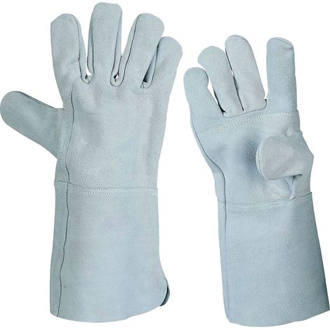Guanti da saldatore in crosta bovina con polsino lungo h 14 cm T.10