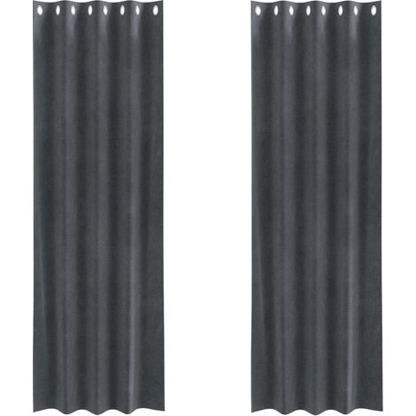 Rideaux occultants 2 pcs Gris clair 140 x 245 cm Velours (1/5)