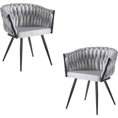Packs Sillas Comedor - Pack 2 Sillas Widny Black Terciopelo - Gris claro (1/5)