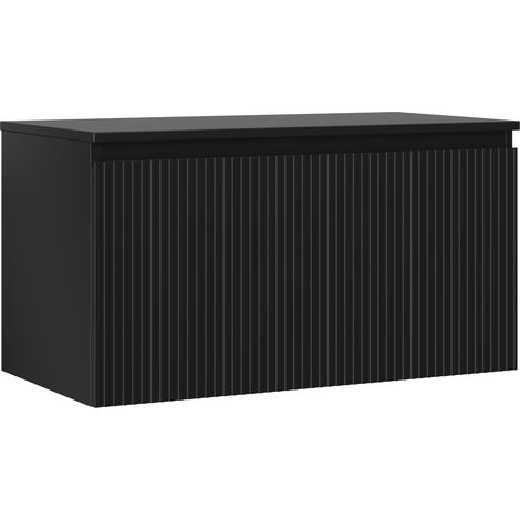 Mexen Rivel Badezimmer-Unterschrank 90 cm mit Arbeitsplatte, 1 Schublade, geriffelt, schwarz matt - 91A20-09047-1-BFC71