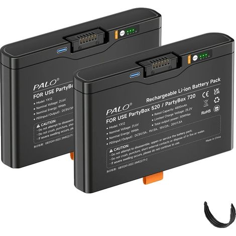 Batería de repuesto, capacidad de 4800 mAh, compatible con altavoces portátiles, paquete de 2 unidades. (1/2)