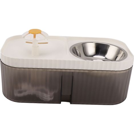 Fontaine à eau pour chat, gamelle haute capacité et silencieuse 2 en 1, distributeur d'eau et distributeur de croquettes, blanc (1/5)