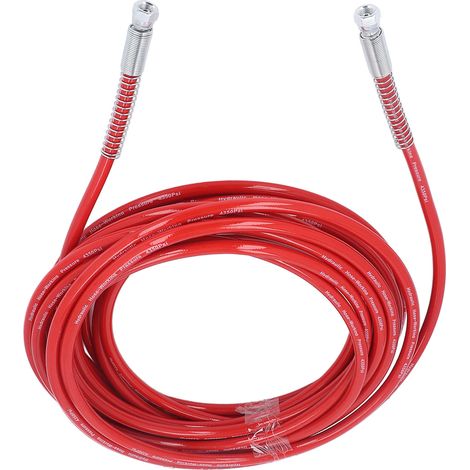 Tuyau de pulvérisation de peinture sans air haute pression universel flexible en fibre, longueur 15 m (49,21 pi), diamètre 6,35 mm (1/4 po), rouge (1/5)