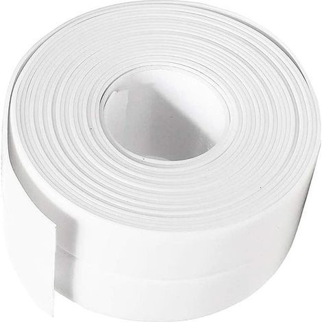Joint Silicone Blanc Salle de Bain, Ruban d'étanchéité,Bande Etancheite Autocollanteétanche PE pour Baignoire,Douche,Toilettes,Cuisine,Evier,Sol,Mur,Coin de Protection-Blanc (1/4)