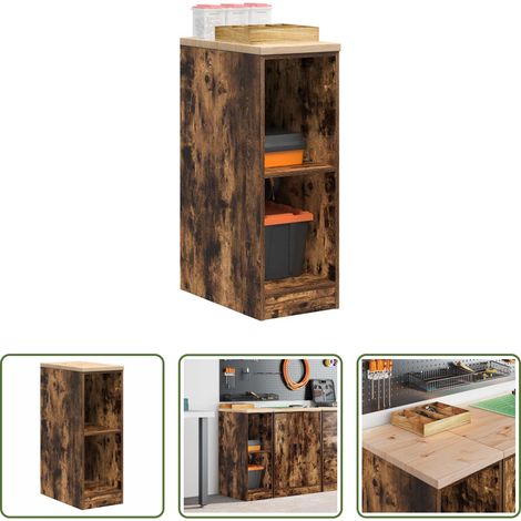 vidaXL Holzschrank - Garagen-Aufbewahrungsschrank Räuchereiche Massivholz Kiefer (1/5)