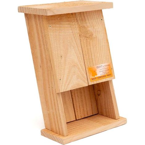 Abri à chauves-souris en cœur de douglas brut – Isolation thermique 15mm – Fixation sur arbre ou mur sud-ouest – Dimensions 37x20x10cm – Atelier Du Morvan (1/2)