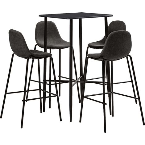 vidaXL Juego de mesa alta y taburetes 5 piezas tela gris oscuro (1/5)