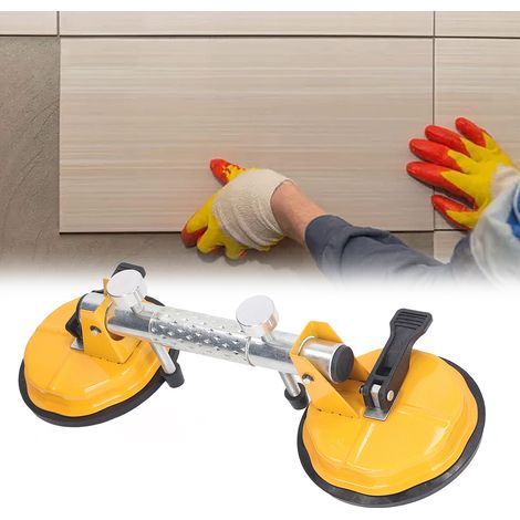 Outil à jointoyer jaune à double griffe de 150 mm de diamètre, tendeur de jointoiement robuste pour carrelage et verre, ventouse de nivellement (1/5)