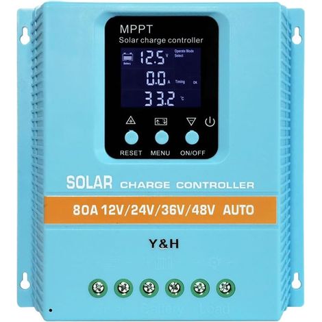 80A MPPT-Solarladeregler 12V 24V 36V 48V LCD-Bildschirm Intelligenter Batterieregler Max. 100V Dual-USB-Eingang für Blei-Säure- und Lithium-Batterien (1/5)