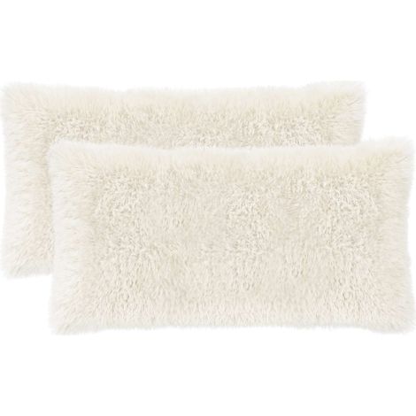 Housse de coussin 2 pcs HEERLEN Blanc 40 x 70 cm Fleece PV vidaXL