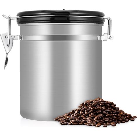 1,5-Liter-Aufbewahrungsbehälter für Kaffeebohnen aus Edelstahl 304, silberfarben (1/5)