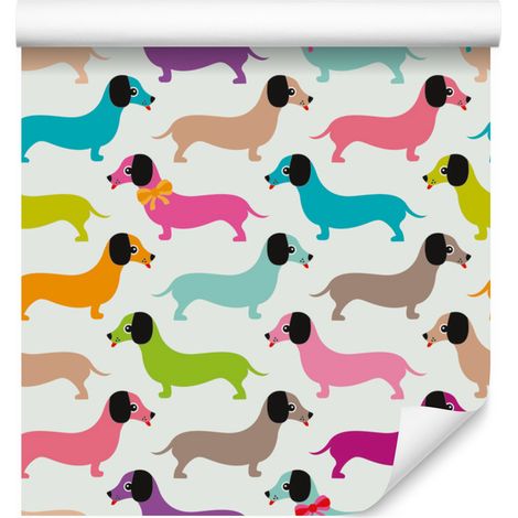 Papel pintado de perros coloridos para salón y dormitorio, 50x1000 cm (1/5)