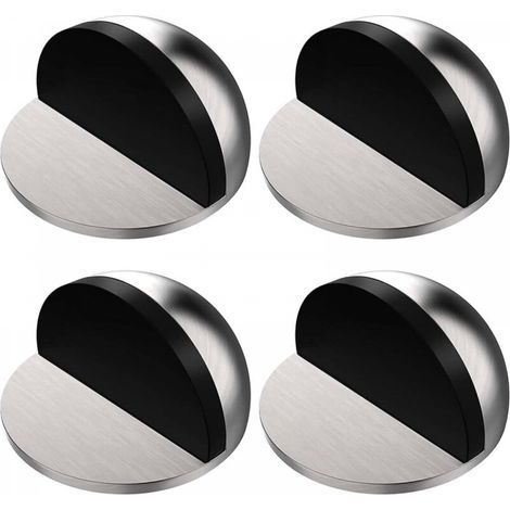 Butée de porte de sol en acier inoxydable 4 pièces, butée de porte demi-lune ovale montée au sol, butée de porte avec colle 3M, auto-adhésive, protège vos murs contre les dommages causés par les vis, (1/5)