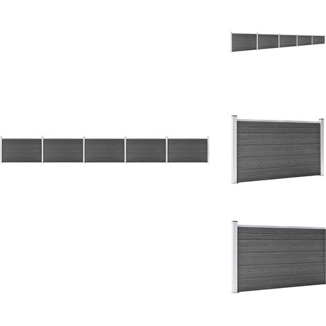 Zaunfelder - Living Zaunelement Set WPC 872x105 cm Schwarz