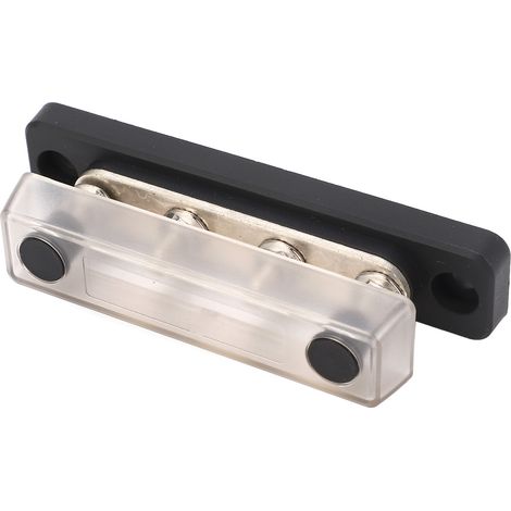 Boîtier de jonction de batterie transparent avec 4 bornes M5, adapté à la distribution d'énergie dans les systèmes d'alimentation automobile, camping-car, marin et yacht. (1/5)
