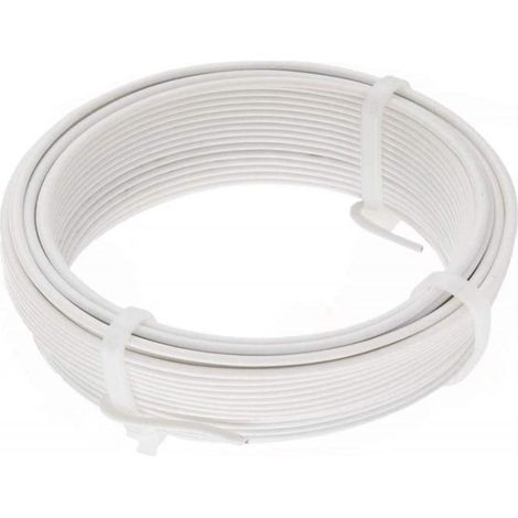 Fil de Tension PVC Rouleau de 25m 2MM X 25M Fil de Tension Rouleau de Fil de Fer Métallique Plastifié Blanc Enduit de PVC de Mét (1/5)