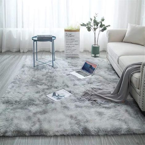 Soft Area Rug Bedroom Shaggy Rug Shaggy Rugs Fluffy Colorful Batik Rugs Carpet New Light Gray 160 x 200 cm (1/5)