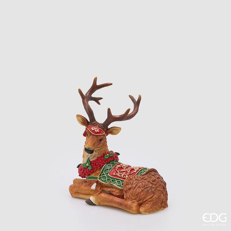 EDG Enzo De Gasperi Renna Natalizia con Ghirlanda H24x23,5x13,5 cm Nocciola – Decorazione di Natale (1/4)