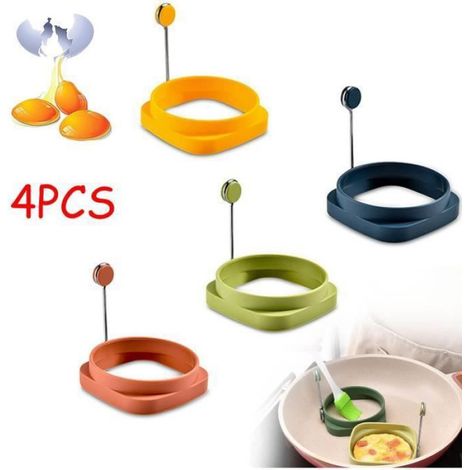 Moule À Oeuf - Anneau En Silicone Alimentaire - Pour Œufs Au Plat Ou Frits - Rond Et Carré - Lot De 6 (1/4)