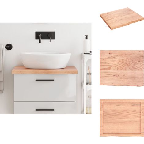 Waschtischplatte Hellbraun 60x50x(2-4) cm Massivholz Behandelt - Eichenholz Platte - Waschtischplatte - Holz Arbeitsfläche - Badrenovierung - Handgefertigte Möbel (1/5)