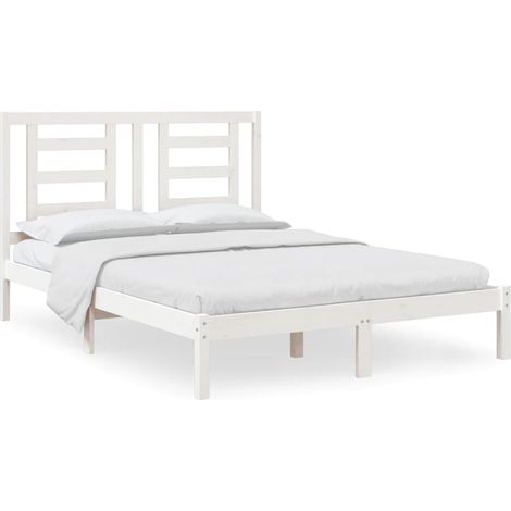 Maison Exclusive - Cadre de lit sans matelas blanc 140x190 cm bois de pin massif
