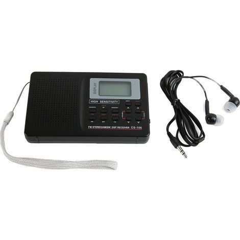 Radio digitale portatile AM/FM con funzione di memoria, retroilluminazione e sveglia, ricezione ad alta fedeltà. (1/5)