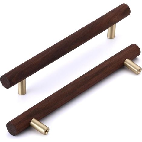 6 Stück Möbelgriffe 128mm Schubladenknöpfe Schrankgriffe Holz Türgriff für Schrank Schublade Nussbaum