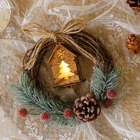Couronne de Noël suspendue à une porte, couronne suspendue à une fenêtre, décoration suspendue en rotin, décoration de magasin, décorations de Noël (1/4)