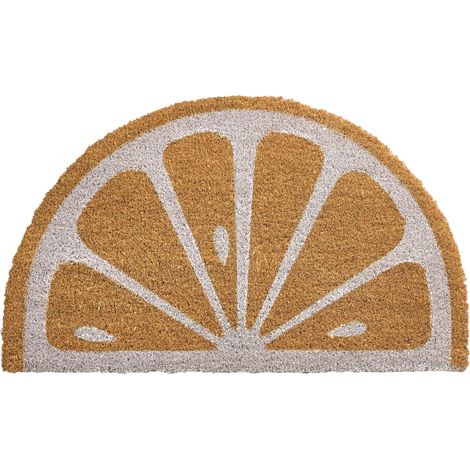 Zerbino moderno per interni 40 x 60 cm a forma di limone in fibra di cocco con fondo in PVC antiscivolo Giallo Ijen
