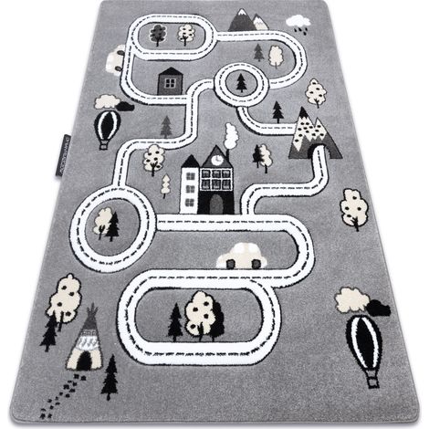 Kinderteppich PETIT TOWN STADT STRAßEN grau grey 120x170 cm