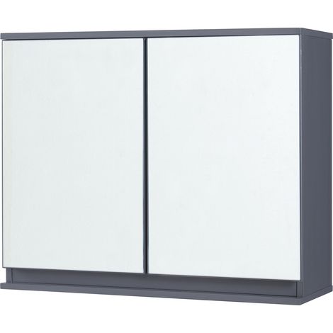 Mobiletto/scaffale da parete per bagno 60 x 20 x 50 cm con specchio grigio 030008900