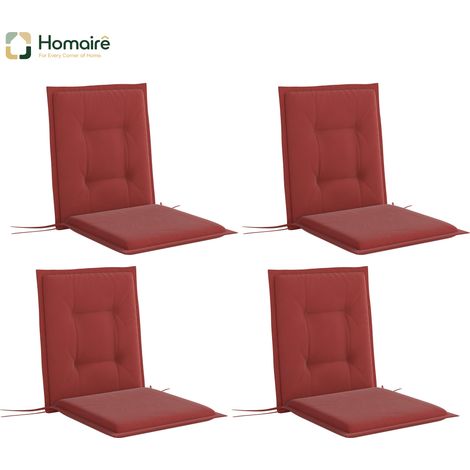 HOMAIRE Set de 4 coussins de siège 108x50x5 cm avec rubans, pour intérieur et extérieur,适配 meubles de jardin, chaises et chaises de salle à manger, couleur bordeaux (1/5)
