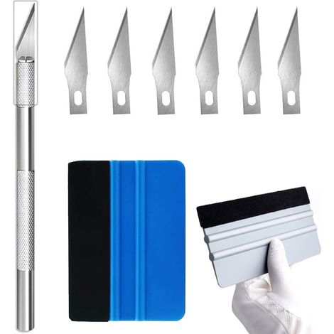 Kit de Raclettes Accessoires Voiture,Raclette avec Bord Fibre pour Voiture Vinyle Wrapping,Durable Raclette de Film de Fenêtre,Autocollant Décalque Raclette,Raclette en Feutre pour Vinyle (1/5)