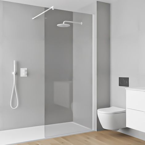 Parete doccia walk-in 97,3 cm  cristallo trasparente 6mm profilo bianco Klug