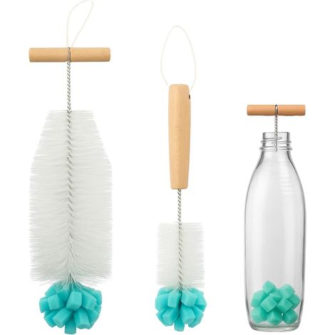 2 Pcs Goupillon Bouteille, Brosse Dense pour Biberon, Gourde en Verre et Bouteilles Étroites, Nettoyage Profond sans Rayures ni Résidus, Séchage Rapide & Poignée Ergonomique Certifié (1/5)