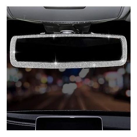 Rétroviseur de voiture en strass Bling, Rétroviseur de voiture avec cristal diamants Bling strass Rétroviseur de voiture pour femme, pièces automobiles