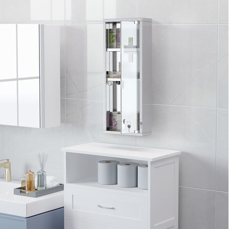 Armario de farmacia mural con cerradura 20 x 12 x 58 cm, inox y vidrio esmerilado HAVRYA (1/4)