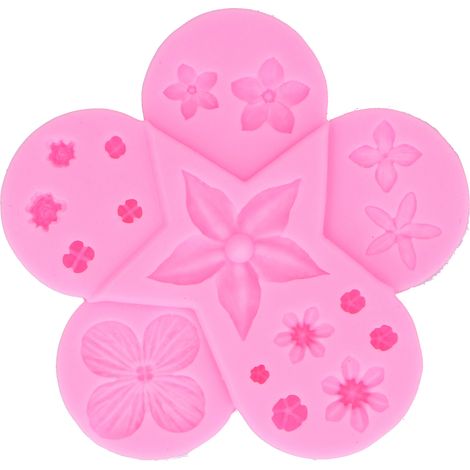 Silikonform in Blumen- und Blattform, Schokoladenform, DIY-Fondant-Kuchenform, Küchenutensilien, Rosa (1/5)